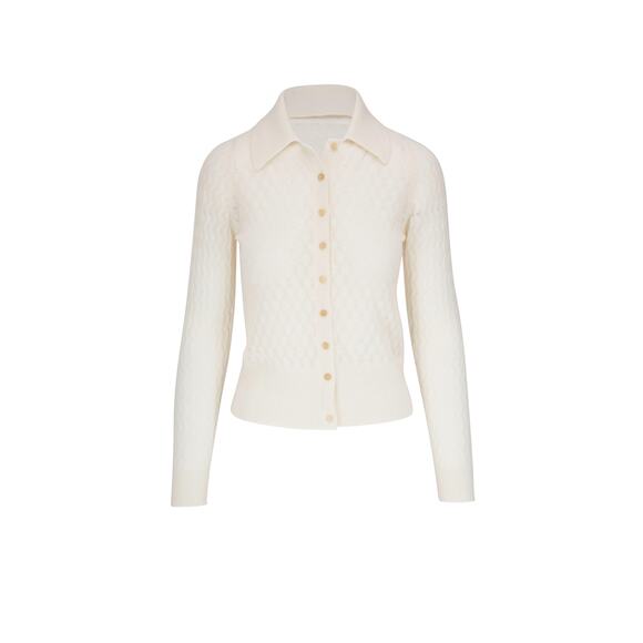 Lafayette 148 New York Cashmere Blend Button Front Polo Cardigan - Picture 3 of 5